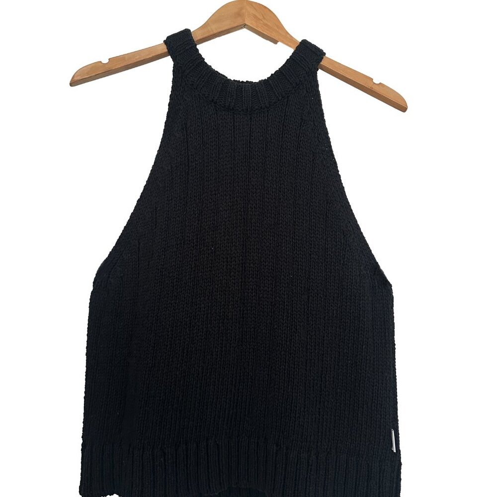 Le Bon Shoppe Claire Cotten Sweater Tank Black 8 10 L Large